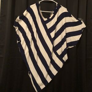 Woman’s navy and white striped poncho type
